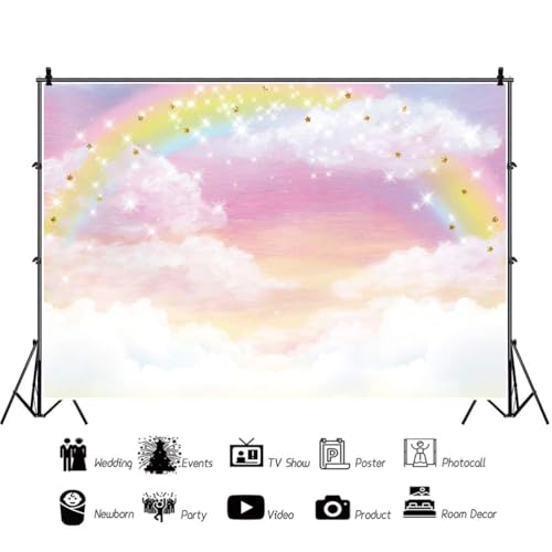 Fondo Fotográfico Vinilo 10x8ft Arcoíris Cielo Estrellado miniatura 2