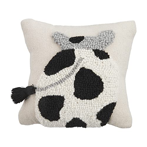 Image of Mud Pie Mini Farm Hook Pillow, Cow, 8" x 8"