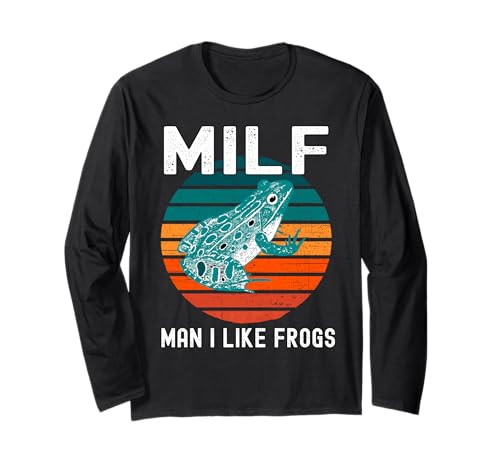Milf Hombre Me Gustan Ranas Divertido Rana Anfibio Papá Broma Manga Larga