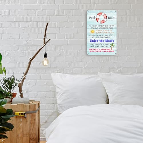 Cartel Metálico para Piscina con Reglas Divertidas Azul miniatura 5