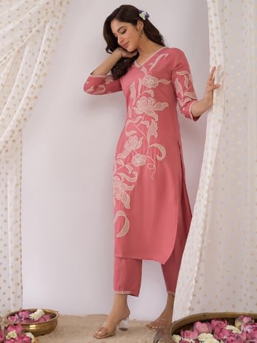 Image of INDO ERA Women's Embroidered Anarkali Kurta Pant Set with Dupatta | Co Ord Set For Women Stylish