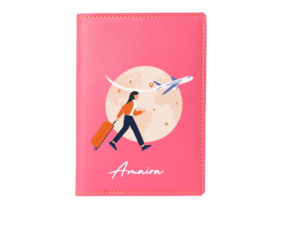 Image of Unisex Passport Cover for Men & Women | Printed, Classy & Stylish | Vegan Leather Passport Cover for Travel UV Pink