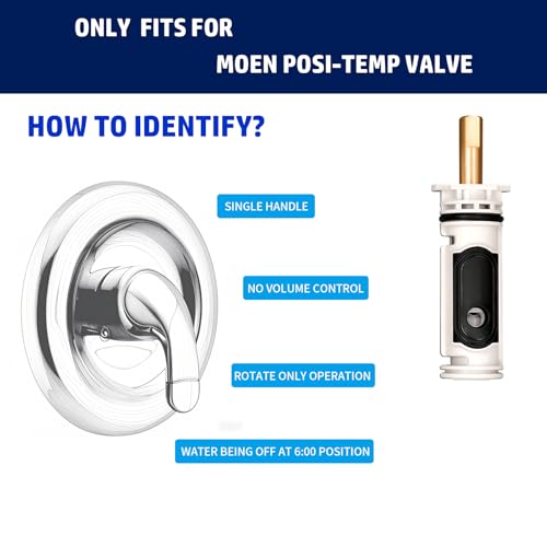 Replacement Cartridge for 1222 with Puller & Retainer Clip, Tub and Shower Repair Kit for One Handle Faucet, Bathtub Shower Valve Parts and Removal Tool, Brass and Plastics