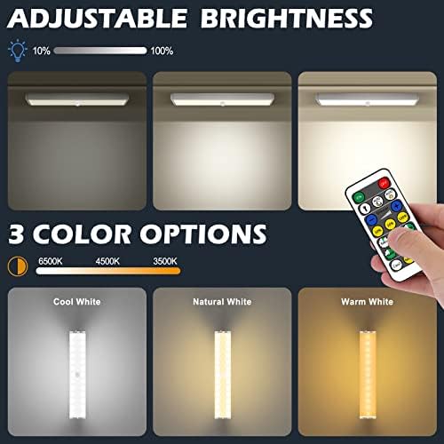 BLS Motion Sensor Light Indoor, Battery Lights with Remote Control, Upgraded 38 LEDs 1500mAh Wardrobe Lights Dimmable & Timing, USB Rechargeable Light 3 Colours Under Cabinet Kitchen Lights, 5 Packs