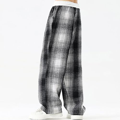 Xiaojmake Mens Cotton Flannel Pajama Pants Lounge Sleep Pant Straight Leg Plaid Check PJ Bottoms Sleepwear with Pockets3