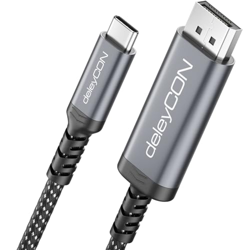 deleyCON 0,5m USB-C auf DisplayPort Kabel Kurz (4K@60Hz, 2K@165Hz) - f&uuml;r DisplayPort Monitore - MST, Thunderbolt 3/4, f&uuml;r iPhone 17,16,15, Notebook, MacBook, iPad Pro/Air, Galaxy S25 S24