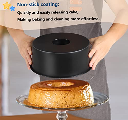 Image of TeamFar 10 Inch Angel Food Cake Pan, Non-Stick Coating Stainless Steel Core Pound Cake Pan with Tube, Healthy & Heavy-Duty, One-piece & Hollow Design, Release Easily & Easy Clean, Set of 2