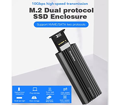 Image of Tobo M.2 NVME External SSD Enclosure, USB 3.1, Gen 2 Adapter with 10Gbps, USB C Hard Drive Caddy /Case for M-Key & M+B Key NVME SSD 2230 /2242 / 2260 /2280, Support UASP (M.2-To-NVMe+NGFF-NEW) - TD-422HS-01