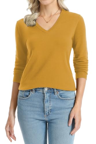 Image of QUALFORT Women's Sweaters Long Sleeve Soft Lightweight Basic Knitted Pullover Sweater