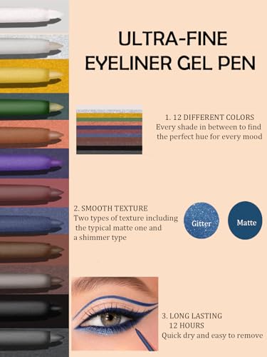 Lápiz delineador gel glitter bronce retráctil impermeable miniatura 3