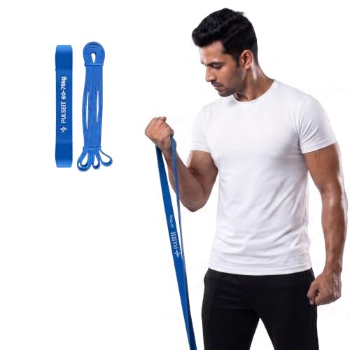 Image of PulseITLoopBand Heavy Resistance Band for Exercise, Stretching and Physiotherapy, Pull Up Band Suitable in Home & Gym Workout, Power Bands for Men & Women. (Material: Natural Rubber) (Blue 60-75kg)