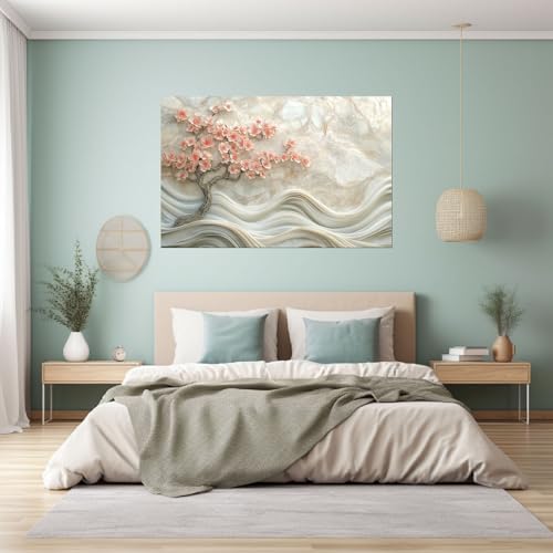 Formes ondulées abstraction tableau arbre pêcher pour mur vide