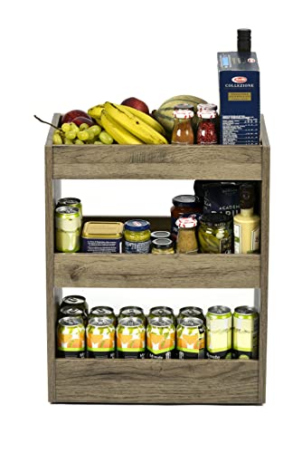 Scaffale con da magazzino con in legno Facile da spostare e con ruote regolabili Ufficio soggiorno studio - Storage Cart WSW-280 - Cenere marrone