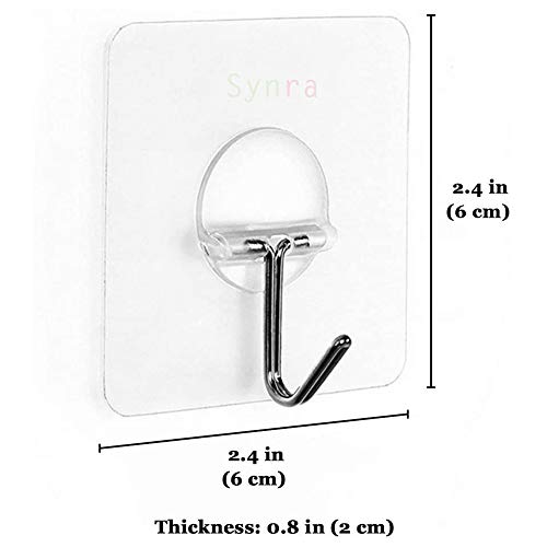 SYNRA Wall Hooks, Transparent Adhesive Hangers, Rotatable Stainless Steel Hooks, Easy Installation & Reusable, Works on Ceramic, Marble, Glass, Metal (Self Adhesive Hooks, 8, Count) image 2