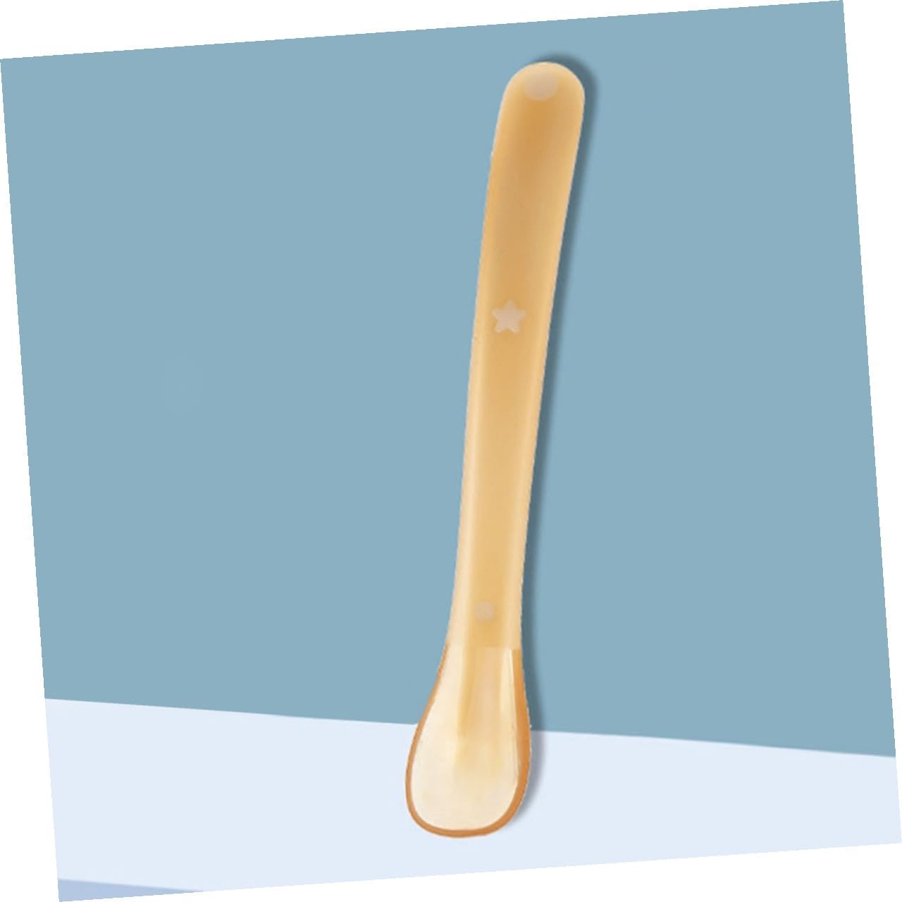 Soft Tip Silicone Spoon for Newborns and Boy Girl Nonslip Handle Training Utensils for First Stage Weaning Dishwasher Safe Light Yellow