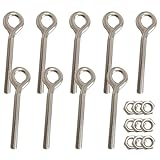 Lot de 9 boulons à œil M8 en acier inoxydable 304 robustes et résistants à la rouille ...