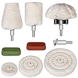 Hakkin 9 Pcs Buffing Pad Buffing Wheel Drill Cloth Kits, Set Includes: 3 Pcs Polishing Wheel, 3 Pcs Cotton Buffing Wheels, 2 Pcs Polishing Compound & With Rouge Compound Bars with 1/4’’ Handle
