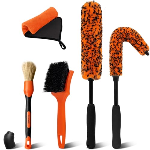 YeewayVeh Kit de limpieza de ruedas de coche, cepillo flexible de 2 tamaños, cepillo de neumáticos y cepillo de detalles de coche, suave y sin arañazos, juego de cepillos limpiadores de llantas de