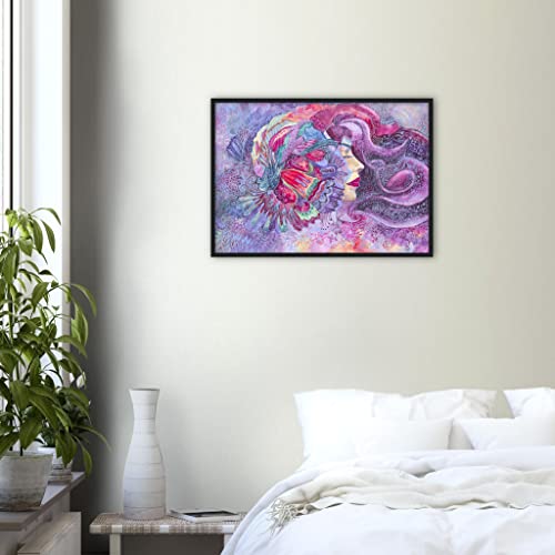 Décoration murale féminine noire 50x70 cm pour salon zen