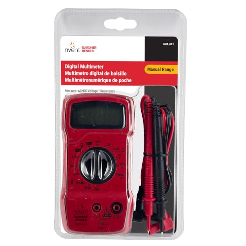 Image of Gardner Bender GDT-311 Digital Multimeter, 3 Function, 11 Range, Tests AC /DC Voltage and Resistance, Manual Ranging, 3.5 inch Display, 1 /Each , Red