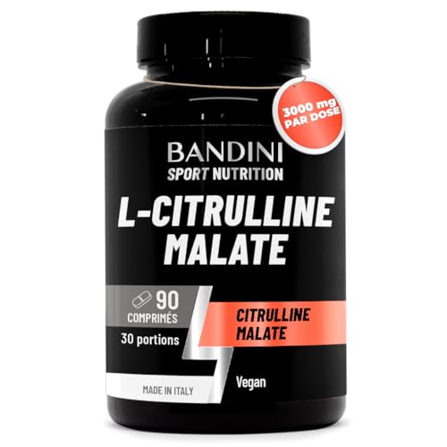 Bandini® L-CITRULLINE MALATE 90 Comprimés (3000mg par Portion) - Dosage Extra Élevé (1000mg par Comprimé) - L Citrullin de Fermentation Pure - Métabolisme Énergétique, Booster Musculation et Fitness