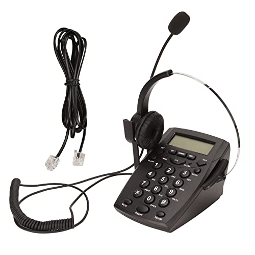 Teléfono de Centro de Llamadas, Teléfono Alámbrico con Cancelación de Ruido, Micrófono de Auriculares, Identificador de Llamadas con Teclado DTMF FSK, Volumen Ajustable, de Teléfono con Auricu