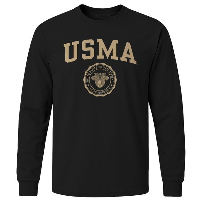 Barnesmith US Military Academy (Army) Black Knights Long Sleeve Adult Unisex T-Shirt Heritage Black X-Large