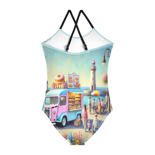 Seaside Dessert Truck Swimsuit for Girls Bathing Suit Summer Beach One Piece Swimsuits Swimwear2
