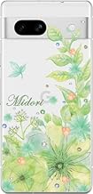 【Rafura】Universal Google Pixel 7a Case, Custom Name, Pressed Flower Style, Cellular Phone Case, Google Pixel 7a, Rhinestone, Shock Resistant, Wireless Charging, Mobile Payment Enabled, Botanical Green