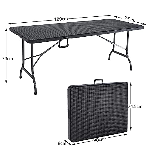 Table pliante effet polyrotin 180 cm robuste et imperméable Casaria - 4