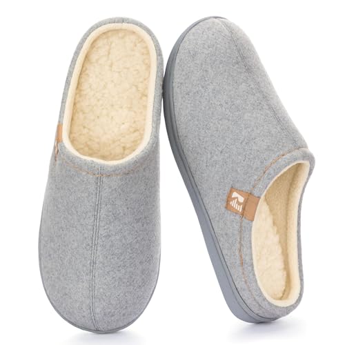 RockDove Damen Hausschuh aus Filz im Clog Stil robust rutschhemmend für den Innenbereich, 38/39 EU, Hellgrau
