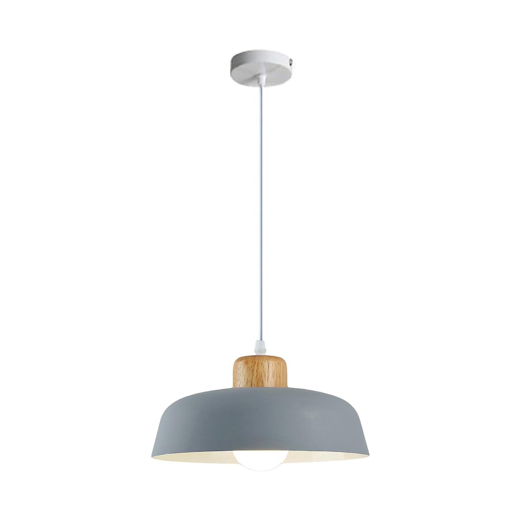 Photo 1 of Hnexsei Metal Pendant Light Fixture, Modern Macaron Color Ceiling Hanging Lamp, Nordic E26 Simple Light for Kitchen Island Dining Room Loft Bar (Grey), Gray