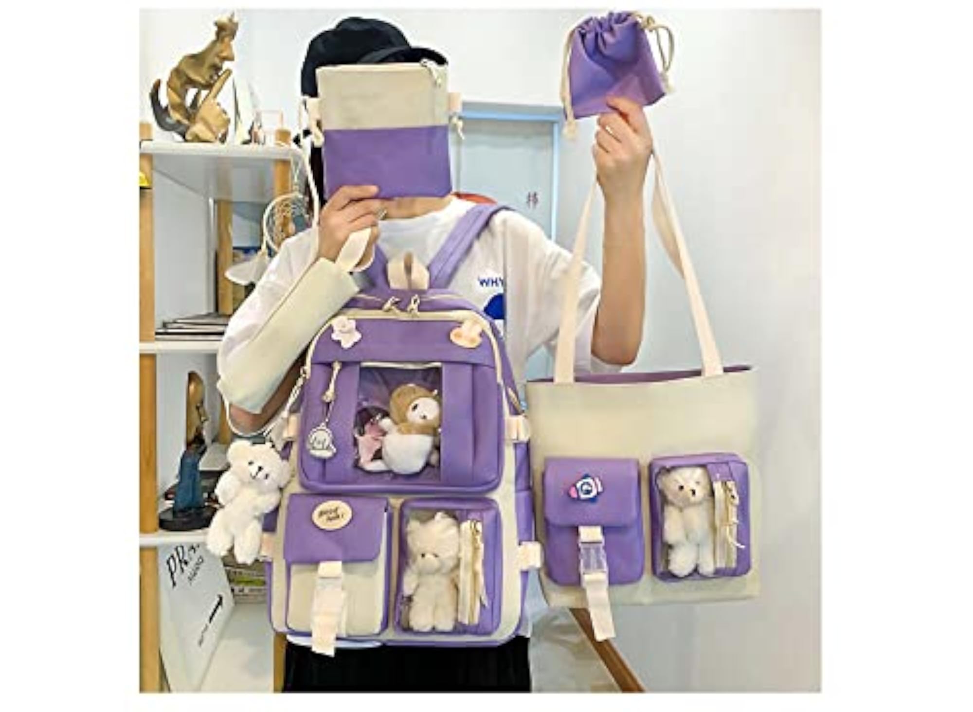 Kawaii 5Pcs Set Aesthetic School Backpack