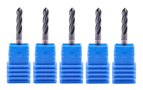 Image of 4 Flute 90 Solid Carbide Drill Mill Set(5Pcs, 1 /8 inch), AlTiN Coated | 90 Included Angle, 1 /8 inch Cutting Dia, 1 /8 inch Shank, 1 /2 inch LOC, 1-1 /2 inch OAL for Milling Alloy Steel, Carbon Steel, Iron, Copper