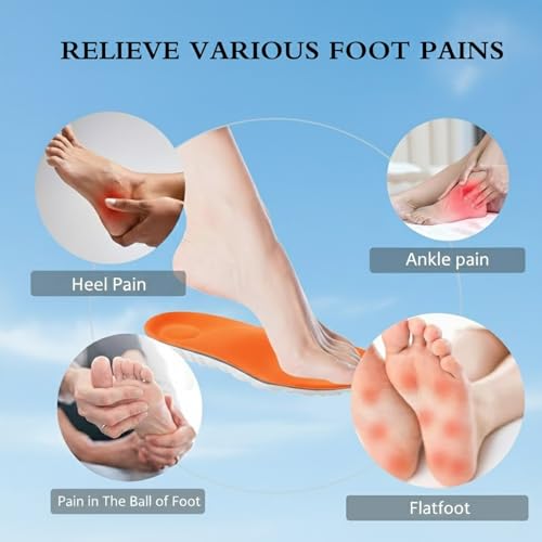 Image of 4D Cloud Steppers Insoles for Men and Women, Work Boot Cushioning Inserts | Memory Foam Super Soft Anti-Fatigue, Shock Absorption, Massage Relief Foot Pain, Arch Support (Orange M12-12.5 /W13-13.5)
