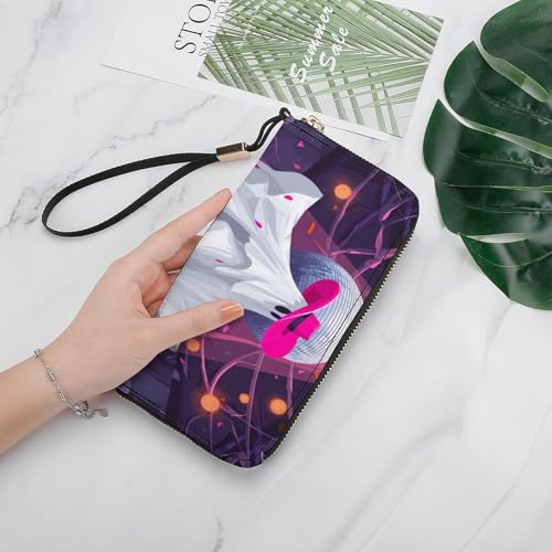 Hot Pink Cowgirl Boots Ghost Dancing PU Leather Clutch Long Bifold Wallet, Coin Purse Credit Pass Case, Durable Card-Holder Money Storage for Women Men4