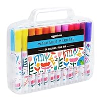 Amazon Basics Washable Markers for Kids, Fine Tip Assorted, Pack 24
