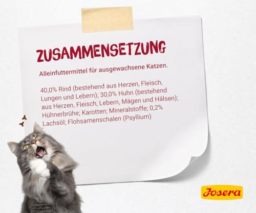 JOSERA Paté Gulasch vom Rind & Huhn (16 x 85 g) | Adult | Premium Nassfutter für ausgewachsene Katzen | Gulasch vom Rind & Huhn | getreidefrei | Katzenfutter nass im Frischebeutel | 16er Pack