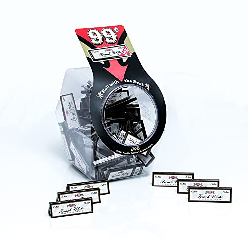 JOB French White Pre-Priced 99Â¢ Bowl, 1-1/4 Size Rolling Papers - 72 Booklets (24 Rolling Papers Per Booklet) 100% Natural Fibers, Natural Acacia Gum, GMO-Free, Vegan - Thin and Ultra Slow-Burning