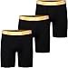 JINSHI Men's 3 Pack Bamboo Trunk Underwear Comfort Ultimate Long Boxer Briefs Solid Black Size L