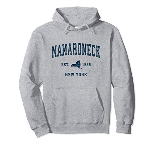 Mamaroneck New York NY Vintage Sports Design Navy Print Pullover Hoodie Mamaroneck New York NY Vintage Sports Design Navy Print Pullover Hoodie