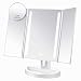 ASSIS Led Lighted Makeup Mirror with 10X Magnifying, Natural LED, Touch Screen and Auto Off Dual Power Supply, 180° Adjustable, Portable Compact Travel Trifold Vanity Mirror(White)