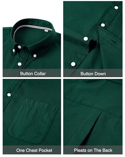 Image of J.VER Men's Oxford Shirt Solid Casual Button Down Collar Shirts Long Sleeve Dress Shirts with Pocket