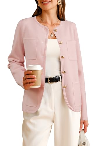 Arach&Cloz 2026 Fashion Sweater Blazers for Womens Long Sleeves Collarless