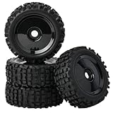 ZRRC Preglued 1/8 Scale RC Buggy Truggy Tires & Wheels Set 17mm Hex Wheels Tyres- All-Terrain Deep Tread, Compatible with 1/8 Arrma Typhon, Losi, Team Associated, HPI (black rims)