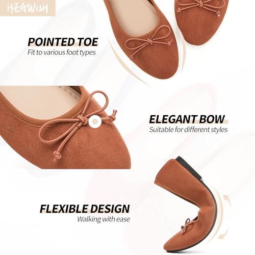 HEAWISH Womens Ballet Flats Shoes Black Poinet Toe Women's Flats Comfortable Suede Dressy Casual Shoes3
