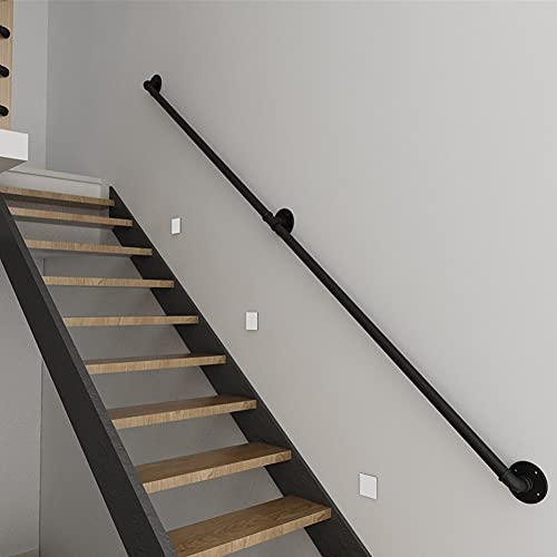 Rampe d'escalier pour marches intérieures et extérieures en fer forgé noir de 130 cm - 5