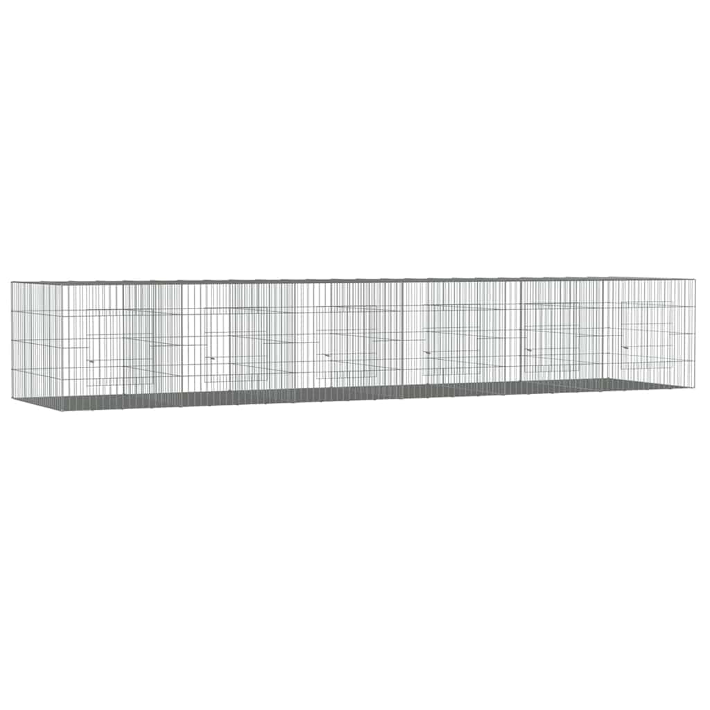 Conigliera con 6 Pannelli 327x79x54 cm Ferro Zincato Argento