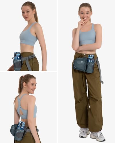 WATERFLY Gürteltasche Bauchtasche mit Flaschenhalter Damen und Herren, Atmungsaktiv Sport Hüfttasche für Laufen Radfahren Camping Klettern Reisen Wandern Joggen Hundetraining