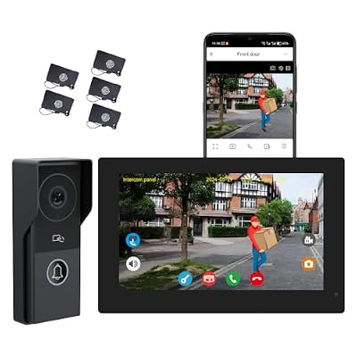 2mp Hd WiFi Video Doorbell Intercom System with 7 Monitor, Smart Home Security, 2-Way Talk, Motion Detection, Remote App Control, Ir Camera, Includes Doorbell & Monitor